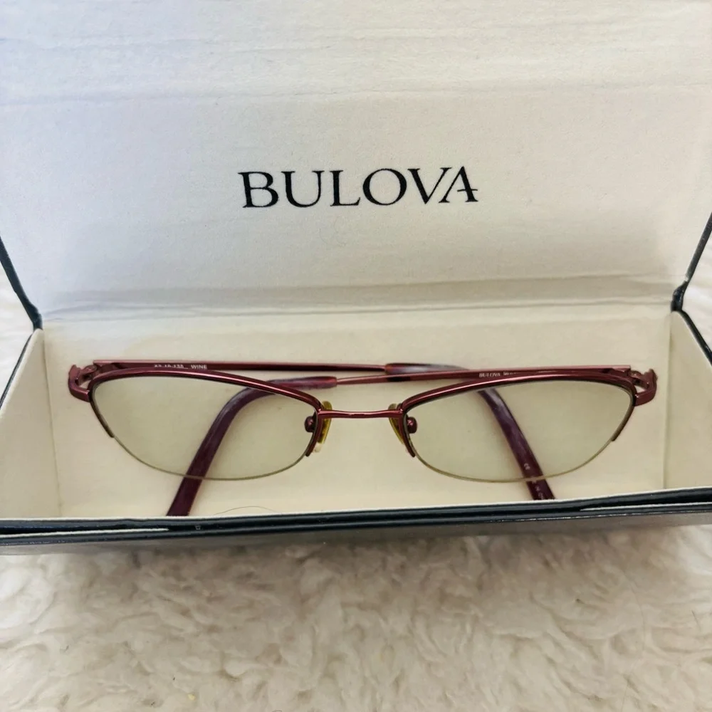 Bulova Medora Titanium Wine Eye Glasses Frame Only w/ Case 52-19 135